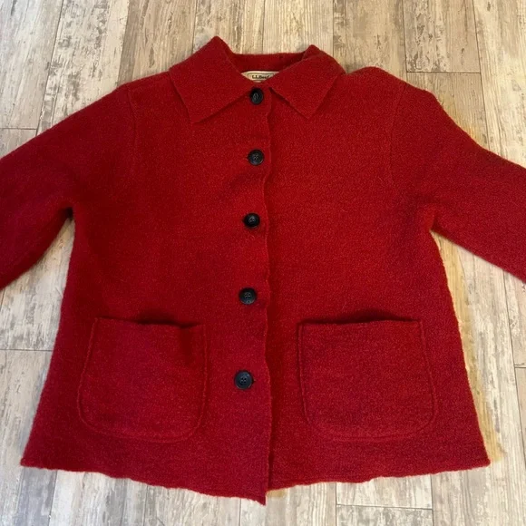 L.L. Bean Boiled Wool Cardigan Jacket - Picture 2 of 12